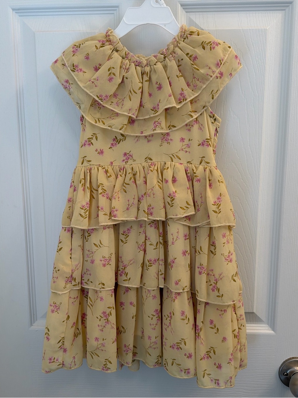 Ivy City Girls Yellow Floral Ruffle Tiered Darla Dress 2T